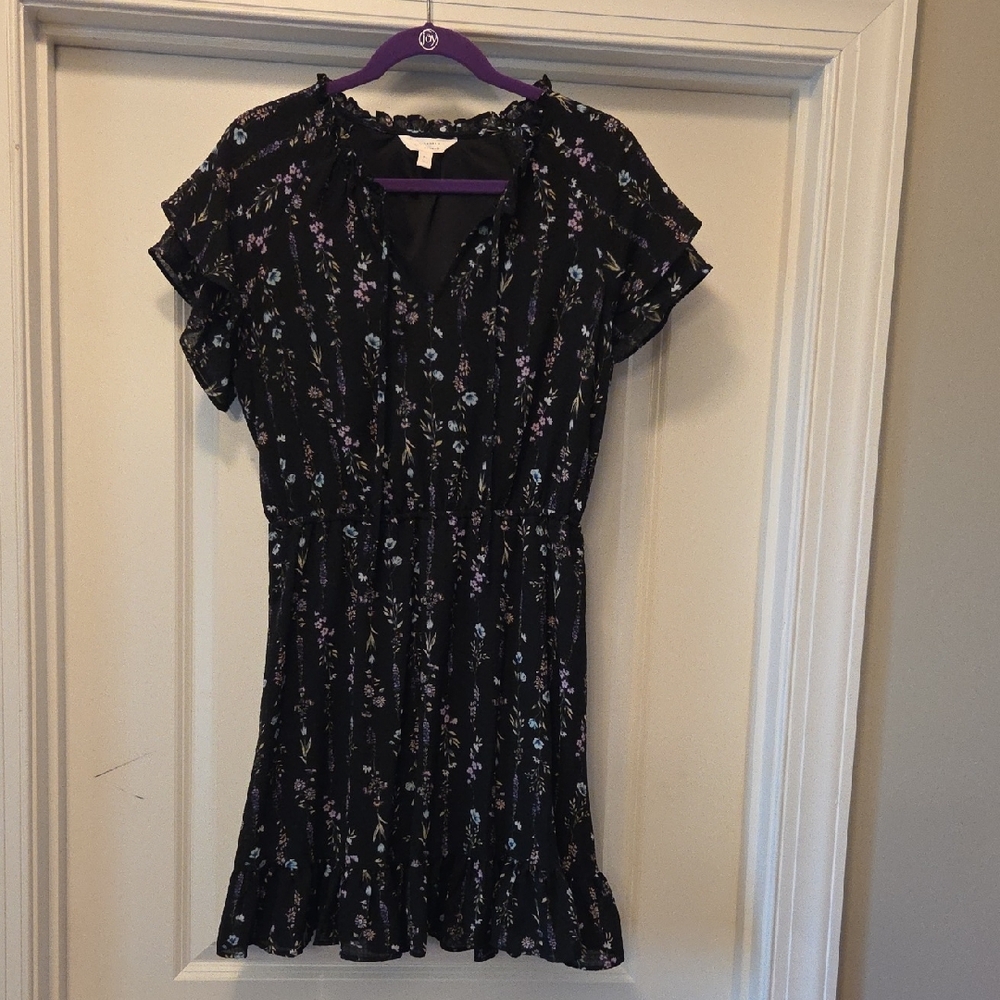 LC Lauren Conrad Black Ruffled Wrap Mini Dress